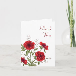 Red Rose Romantic Wedding Thank You Cards