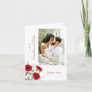 Red Rose Romantic Wedding Thank You Cards Photo