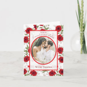 Red Rose Romantic Wedding Thank You Cards Photo