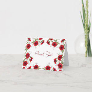 Red Rose Romantic Wedding Thank You Note Card