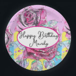 Red Rose Roses Pink flower Birthday Womens Paper Plate<br><div class="desc">Rose flowers Watercolor Painting Art Wrapping Paper. Designed by me from one of my original watercolor paintings. A stylish gift sure to put a smile on anyone's face.</div>