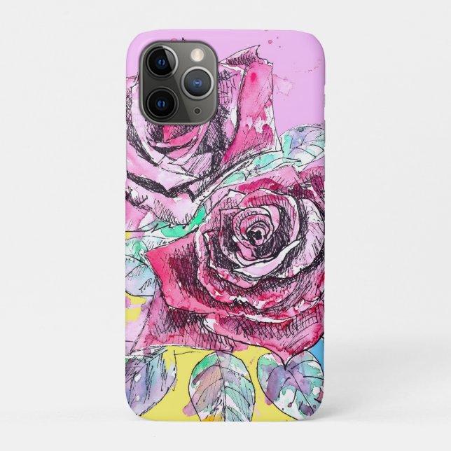 Red Rose Roses Watercolour Floral Flowers Flower Case-Mate iPhone Case (Back)