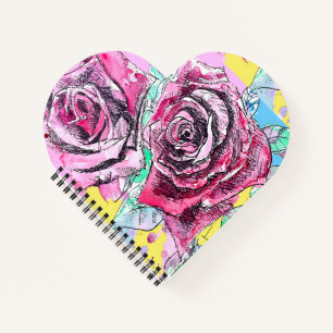 Red Rose Roses Watercolour Floral Flowers Flower Notebook