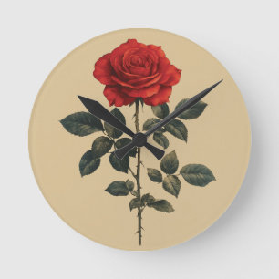 Red Rose Round Clock