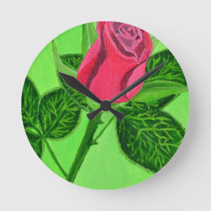 Red Rose Round Clock