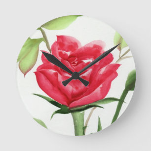 Red Rose Round Clock