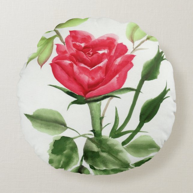 Red Rose Round Cushion (Front)