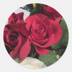 Red Rose Round Stickers Envelope Seals with Roses