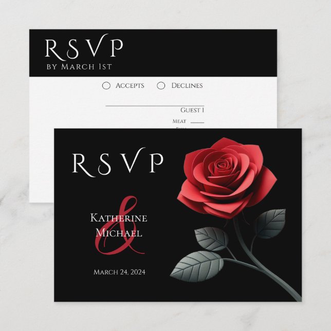 Red Rose-RSVP-Wedding- RSVP Card (Front/Back)