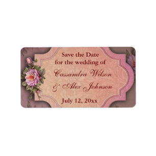 Red Rose Save The Date Wedding Address Labels