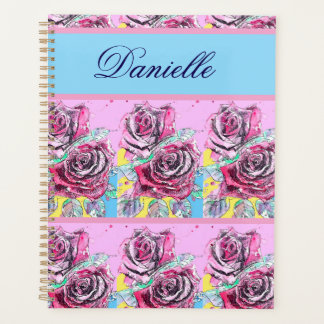 Red Rose Shabby Chic Watercolor Roses Pink Blue Planner