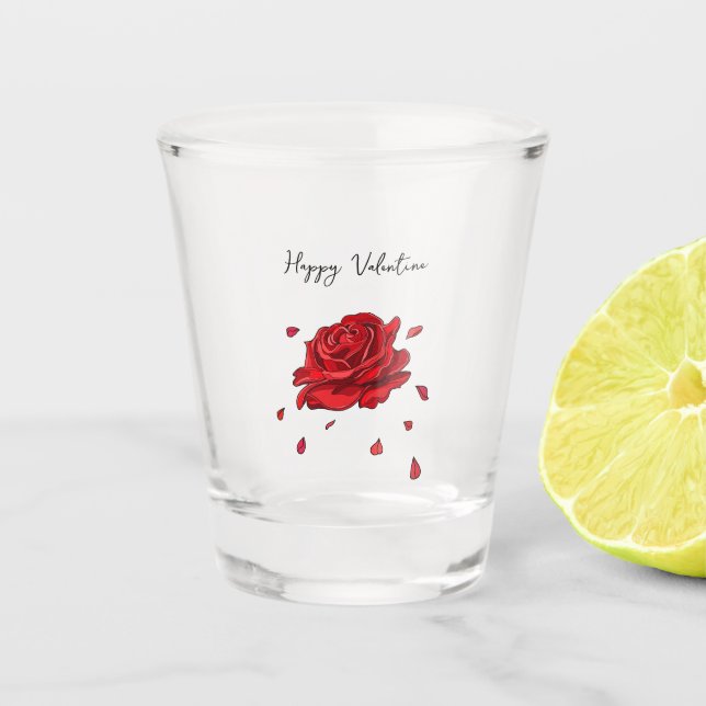 Red rose shot glass (Front)
