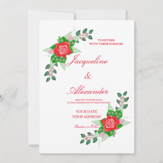 Red Rose Simple Wedding Theme Invitation