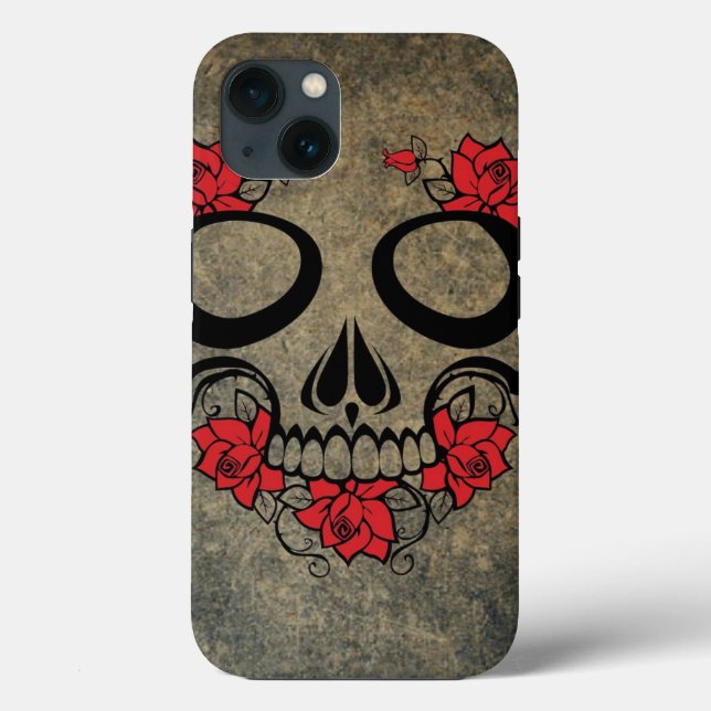 Red Rose Skull Case-Mate iPhone Case (Back)