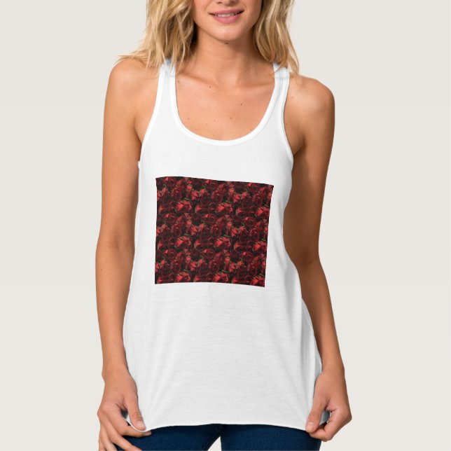 Red Rose Slim Fit Tank Top (Front)