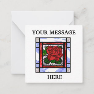 Red Rose Stained Glass Art Deco Card