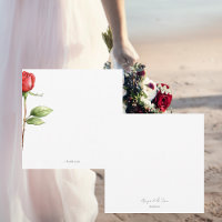 Red Rose Stem Personalised Square Wedding 