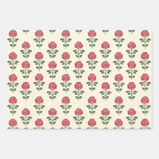 Red Rose Stencil Pattern Wrapping Paper