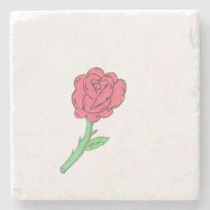 Red Rose Stone Coaster