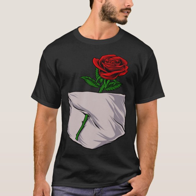 Red Rose Stylish Cute Pocket  For Men and Women T-Shirt (Front)