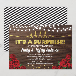 Red rose surprise engagement party invitation