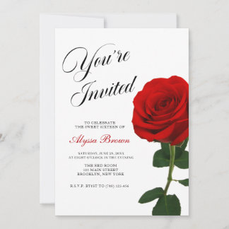 Red Rose Sweet 16 Party Invitation