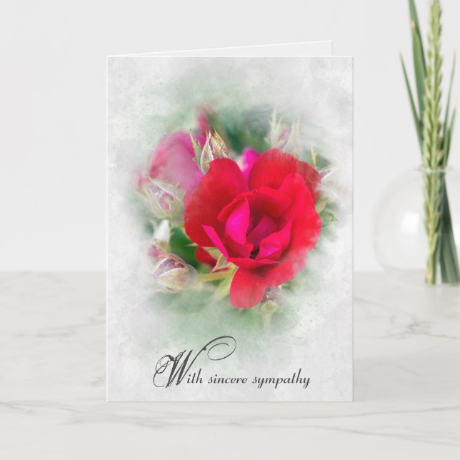 Red Rose Sympathy  Card (Front)