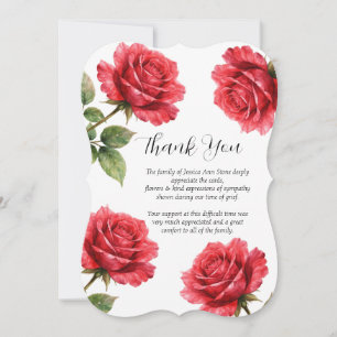 Red Rose Sympathy Floral Funeral Thank you  Invitation