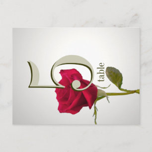 Red Rose Table Number Card