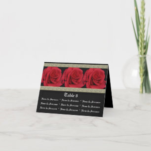 Red rose table seating thank you card