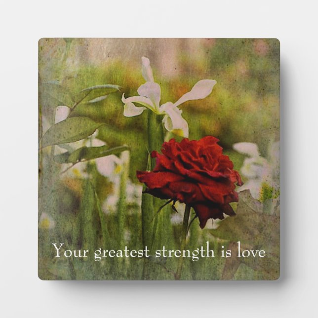 Red Rose Tabletop Plaque with Easel (Front)