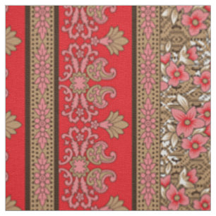 Red Rose Textile   Paisley Floral Fabric Print
