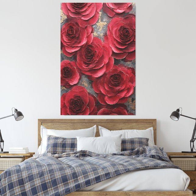Red Rose Texture Abstract Wall Art (Insitu(Bedroom))