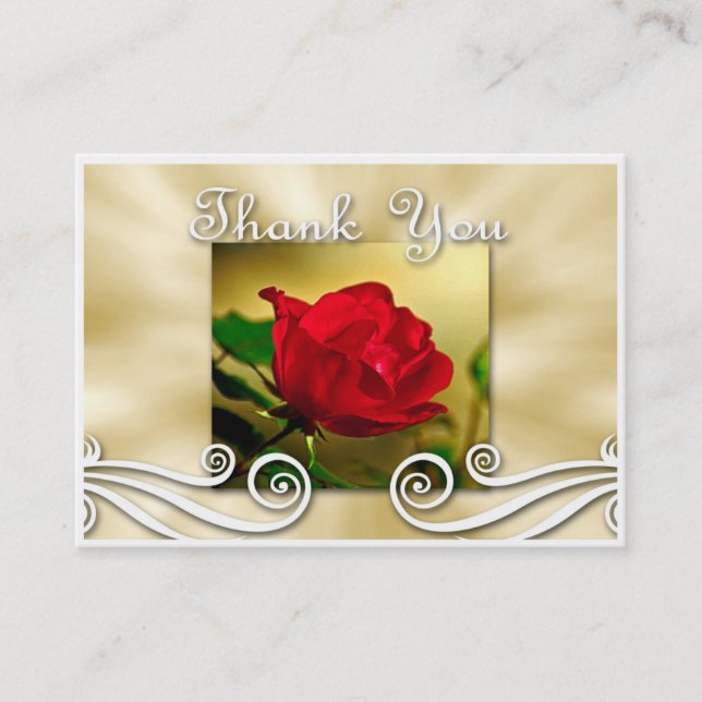 Red Rose Thank you Business Card (Front)