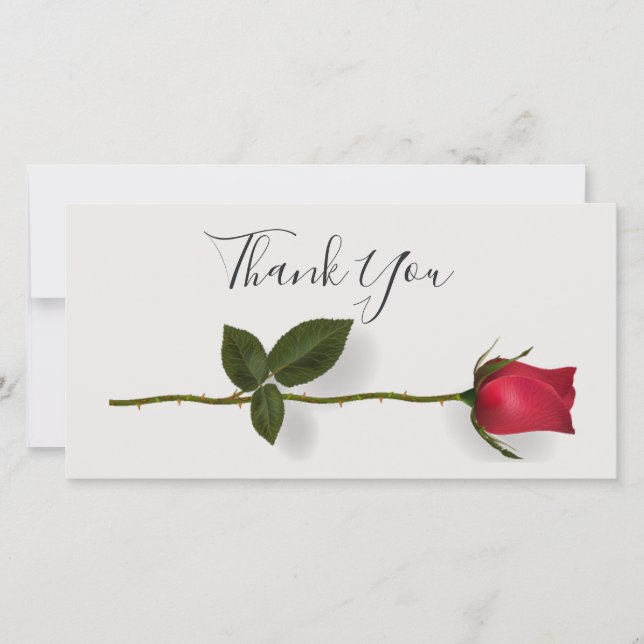 Red rose Thank You Card (Front)