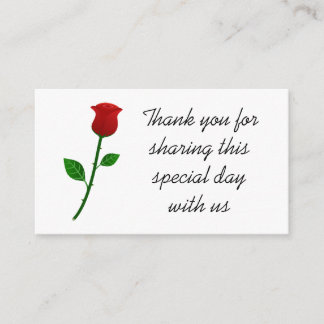 Red Rose Thank You Flower Wedding Place Enclosure Card