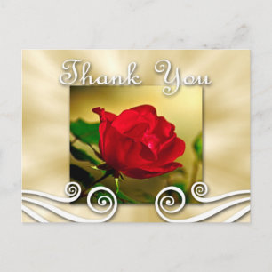 Red Rose Thank you Postcard