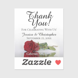 Red Rose Thank You Wedding Mini Bottle Label