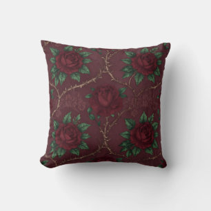Red Rose Thorn Wreath Pattern Cushion
