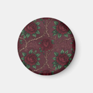 Red Rose Thorn Wreath Pattern Magnet