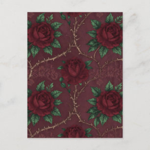 Red Rose Thorn Wreath Pattern Postcard