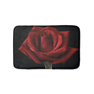 Red rose throw pillow bath mat