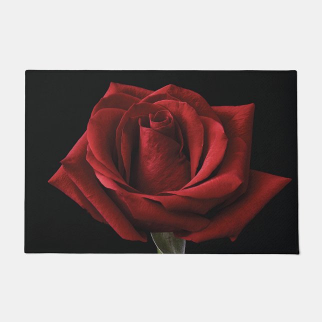 Red rose throw pillow doormat (Front)