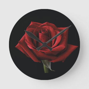 Red rose throw pillow round clock