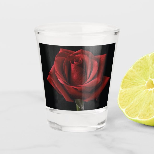 Red rose throw pillow shot glass (Front)