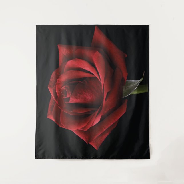 Red rose throw pillow tapestry (Front)