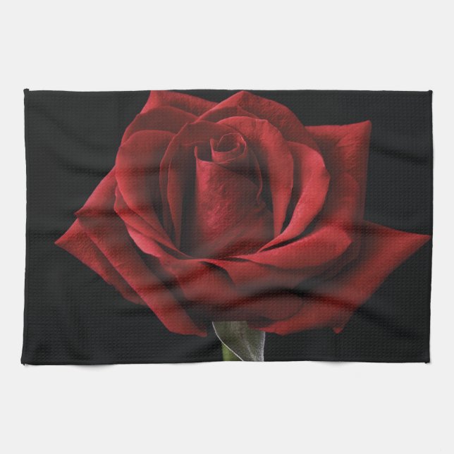Red rose throw pillow tea towel (Horizontal)