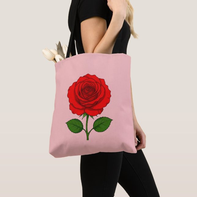 Red Rose Tote Bag (Close Up)