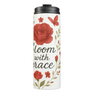 Red Rose Travel Tumbler – 'Bloom Fiercely' Feminin