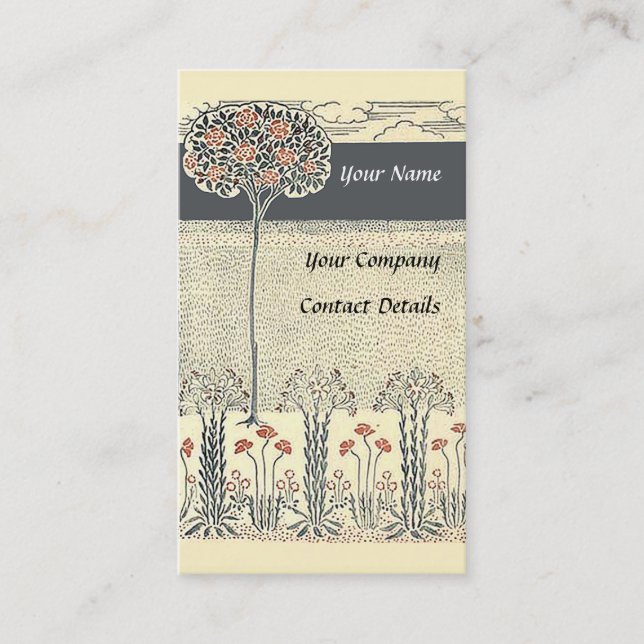 Red Rose Tree with Red Flowers Business Card (Front)